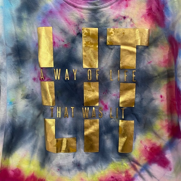 BAS1C Ma+H upcycled unisex rainbow Spiral TIE DYE short sleeved top sz X-LARGE - Picture 8 of 12